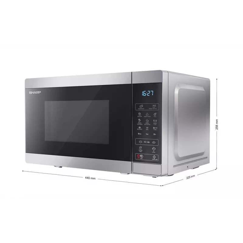 Sharp YC-MG02E-S mikroaaltouuni musta, teräs yhdistelmämikroaaltouuni pöytämalli 20 l 800 W