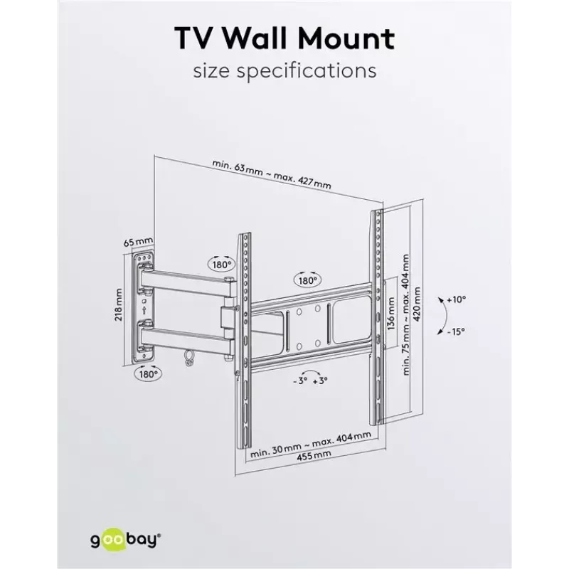 Goobay TV-seinäteline Basic FULLMOTION M 35 kg 32-55