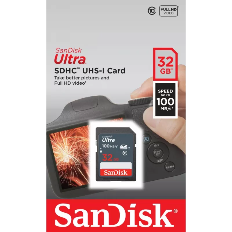 WESTERN DIGITAL SanDisk Ultra 32GB SDHC muistikortti 100 MB/s (SDSDUNR-032G-GN3IN)