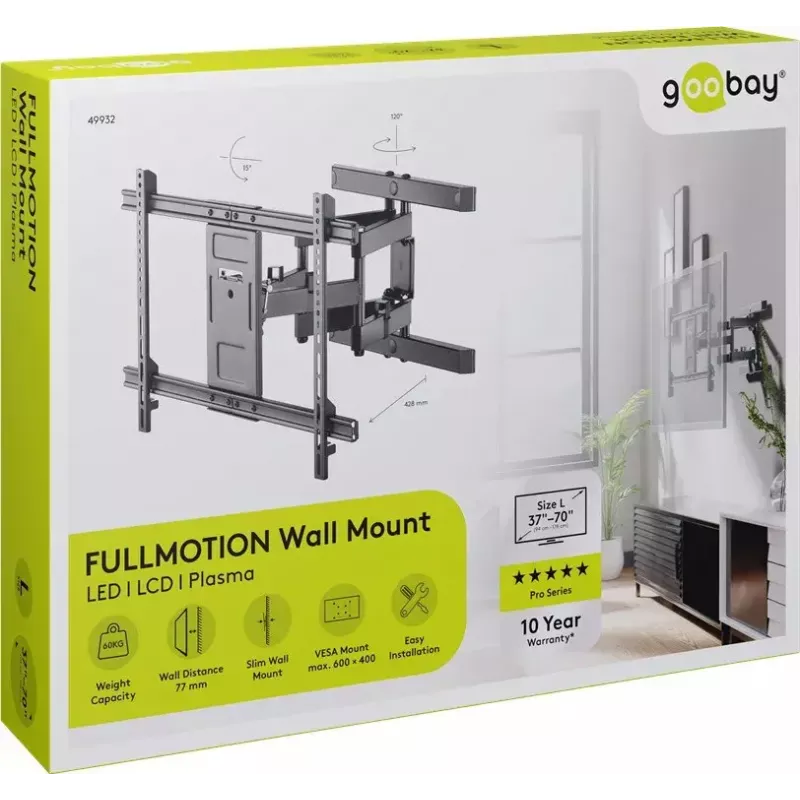 Goobay TV-seinäteline Pro FULLMOTION (L) 60 kg 37–70