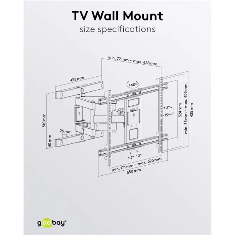 Goobay TV-seinäteline Pro FULLMOTION (L) 60 kg 37–70