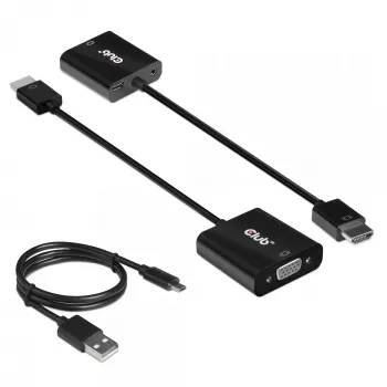 CLUB3D CAC-1302 videokaapelisovitin 0,5 m HDMI Type A (Standard) VGA (D-Sub) musta