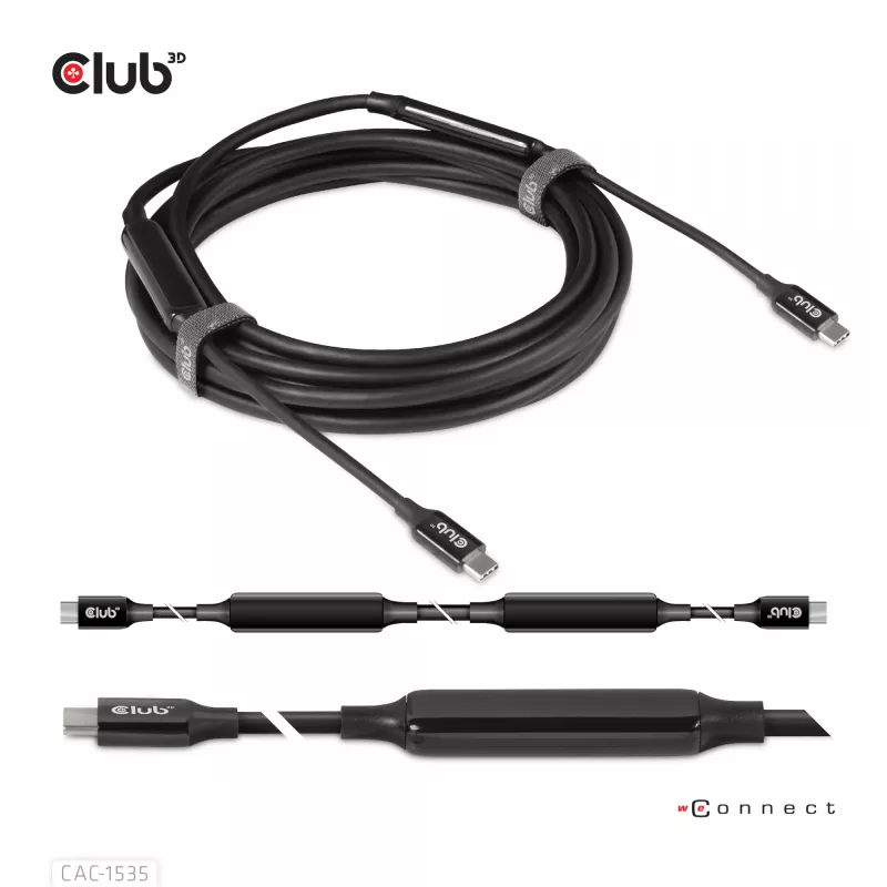 CLUB3D USB 3.2 Gen2 Type C to C Active Bi-directional kaapeli 8K60Hz M/M 5m/16.4ft