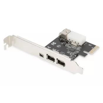 DIGITUS IEEE 1394a liitäntäkortti, Pci-e, 3 porttia, 1x ulk. 1394mini, 2x ulk. 1394a porttia