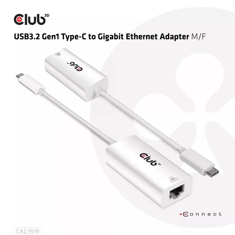 USB3.2 Gen1 Type-C gigabit Ethernet -adapteri CLUB3D CAC-1519