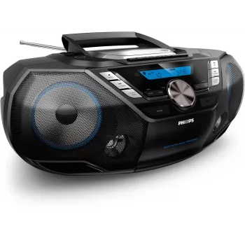 Philips CD-soitin AZB798T/12, analoginen & digitaalinen, DAB, DAB+, FM, soitin, CD, CD-R, CD-RW, pikakelaus taakse, pikakelaus eteen, eteenpäin, taaksepäin, ohjelma, toisto, satunnaistoisto, 12 W