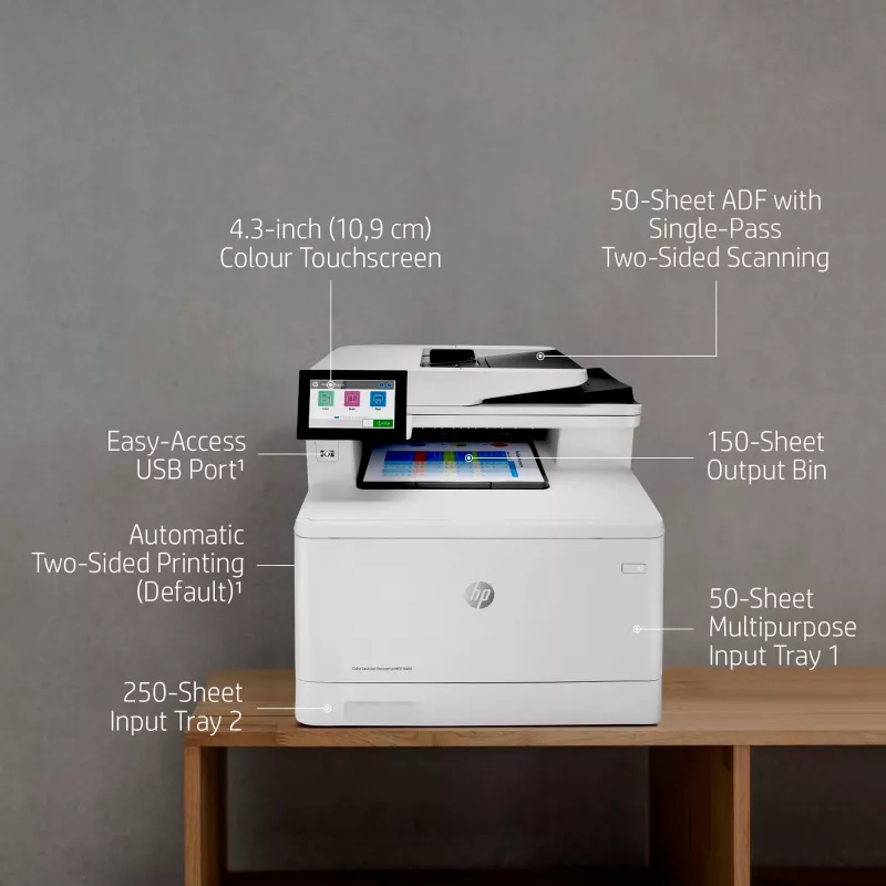 HP väri LaserJet Enterprise MFP M480f, laser, värilaser, 600 x 600 DPI, A4, suoratulostus, valkoinen, musta