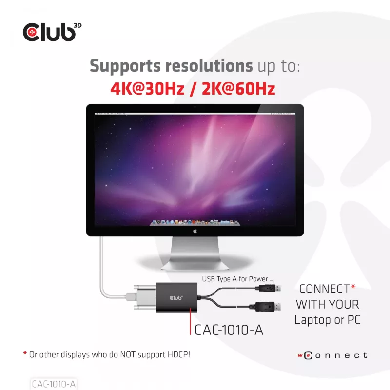 Club 3D CAC-1010-A aktiivinen DisplayPort – Dual Link DVI-D -sovitin, DisplayPort 1.2a, USB-virta, HDCP OFF, 0,6 m, musta