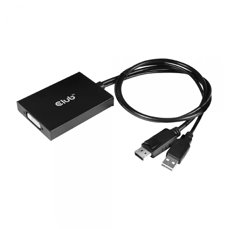 Club 3D CAC-1010-A aktiivinen DisplayPort – Dual Link DVI-D -sovitin, DisplayPort 1.2a, USB-virta, HDCP OFF, 0,6 m, musta