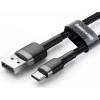 BASEUS punottu Cafule-pikalatauskaapeli - USB Type-A - Type-C 2A - 3m - harmaa/musta (nylon)