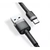 BASEUS punottu Cafule-pikalatauskaapeli - USB Type-A - Type-C 2A - 3m - harmaa/musta (nylon)