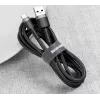 BASEUS punottu Cafule-pikalatauskaapeli - USB Type-A - Type-C 2A - 3m - harmaa/musta (nylon)