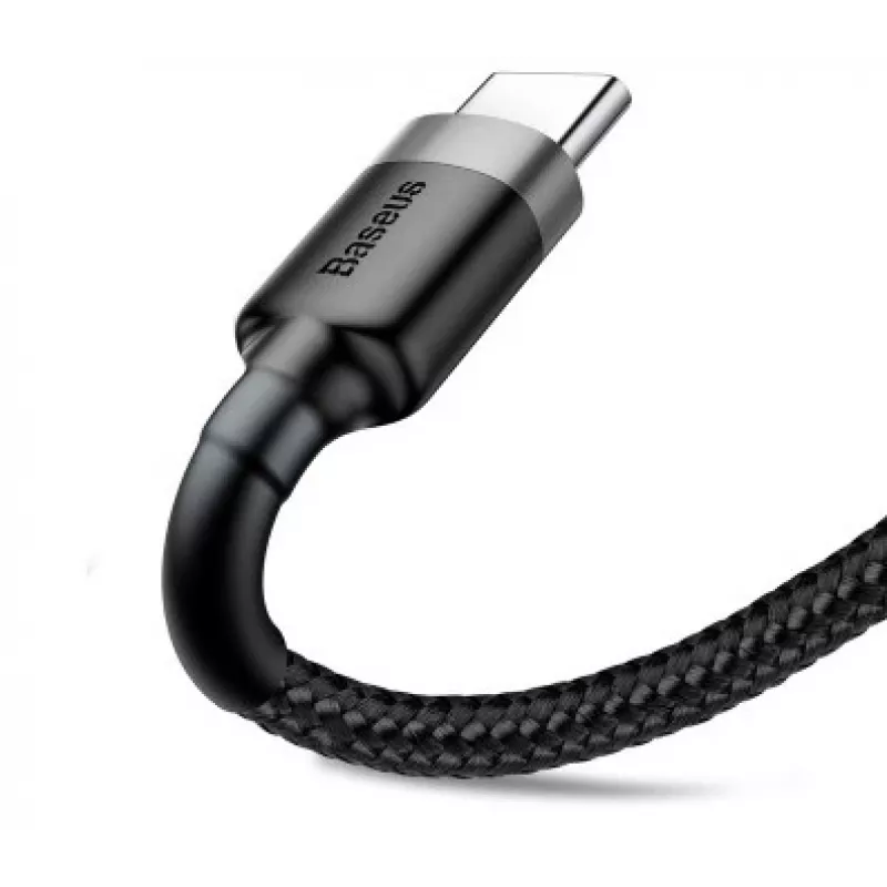 BASEUS punottu Cafule-pikalatauskaapeli - USB Type-A - Type-C 2A - 3m - harmaa/musta (nylon)