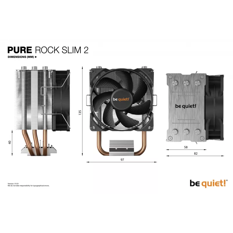 be quiet! PURE ROCK SLIM 2 -prosessorijäähdytin 9,2 cm hopea 1 kpl