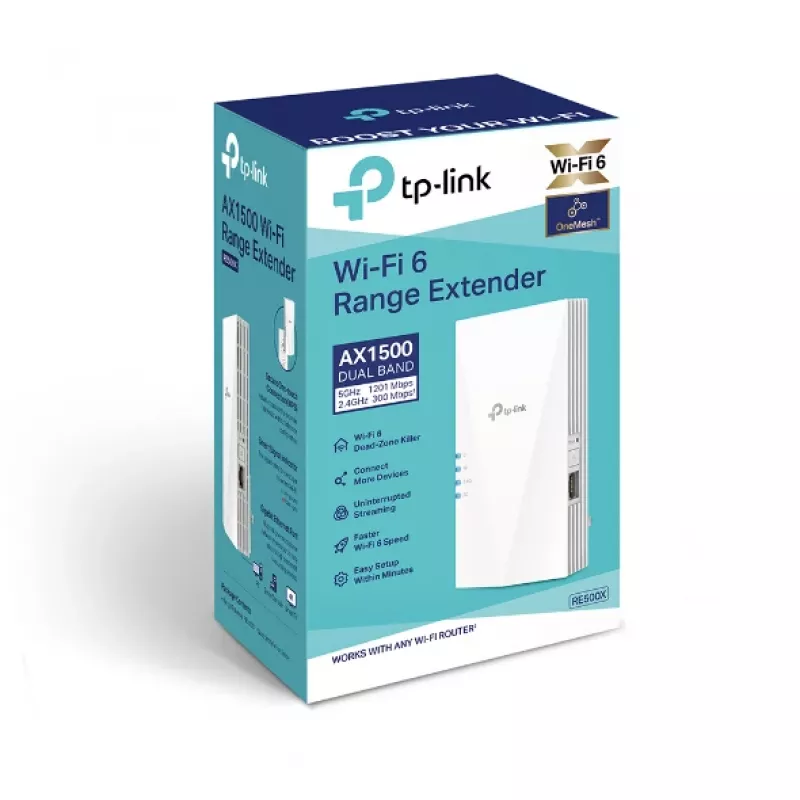 TP-Link RE500X verkkolaajennin verkkolähetin ja -vastaanotin valkoinen 1000 Mbit/s