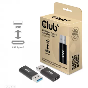 CLUB3D USB 3.2 Gen1 tyyppi A - USB 3.2 Gen1 Type C -sovitin M/F