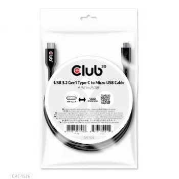 CLUB3D USB 3.2 Gen1 Type-C–Micro-USB-kaapeli M/M 1 m / 3,28 ft