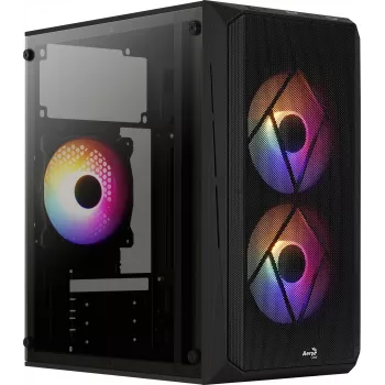 PC-kotelo AEROCOOL CS107V2 Mini Tower — musta, microATX/Mini-ITX, 2x120mm tuuletin, 1x3,5
