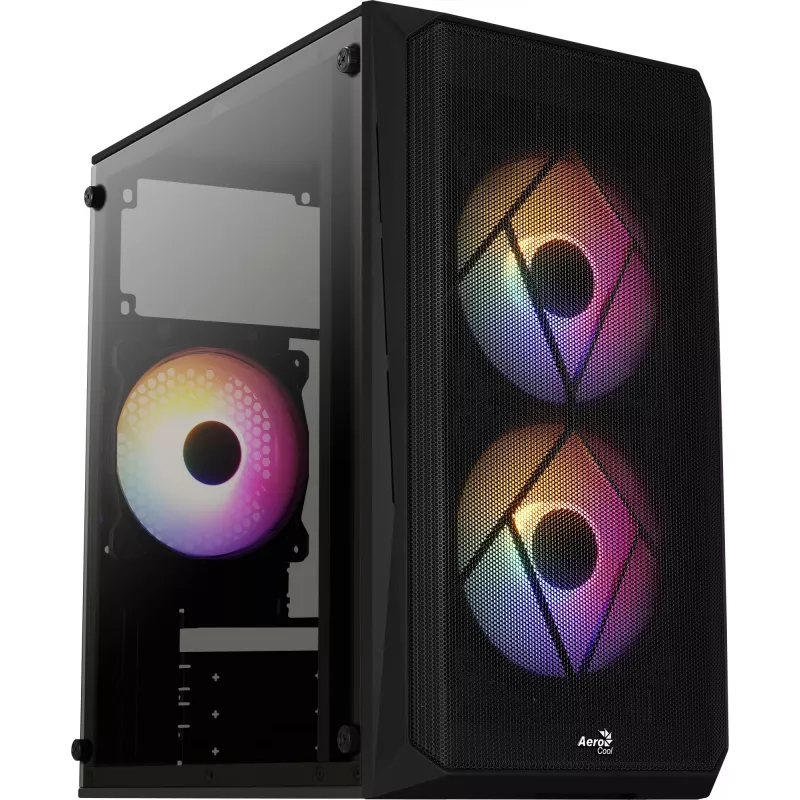 PC-kotelo AEROCOOL CS107V2 Mini Tower — musta, microATX/Mini-ITX, 2x120mm tuuletin, 1x3,5 inch + 2x2,5 inch paikat