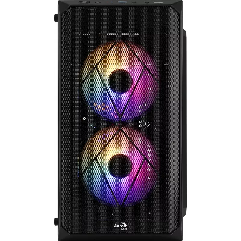 PC-kotelo AEROCOOL CS107V2 Mini Tower — musta, microATX/Mini-ITX, 2x120mm tuuletin, 1x3,5 inch + 2x2,5 inch paikat
