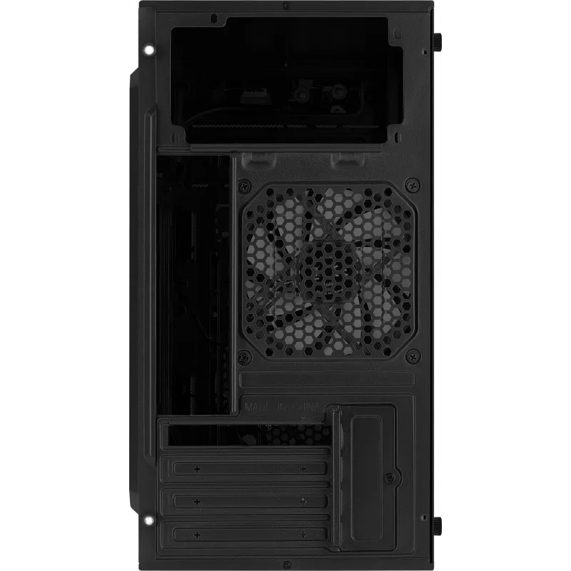 PC-kotelo AEROCOOL CS107V2 Mini Tower — musta, microATX/Mini-ITX, 2x120mm tuuletin, 1x3,5 inch + 2x2,5 inch paikat