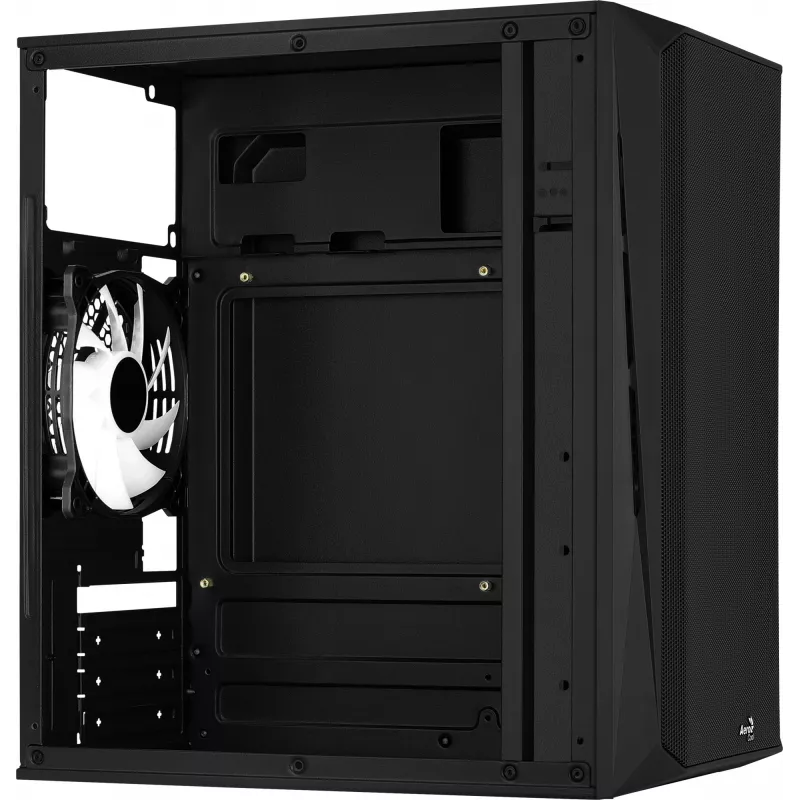 PC-kotelo AEROCOOL CS107V2 Mini Tower — musta, microATX/Mini-ITX, 2x120mm tuuletin, 1x3,5 inch + 2x2,5 inch paikat
