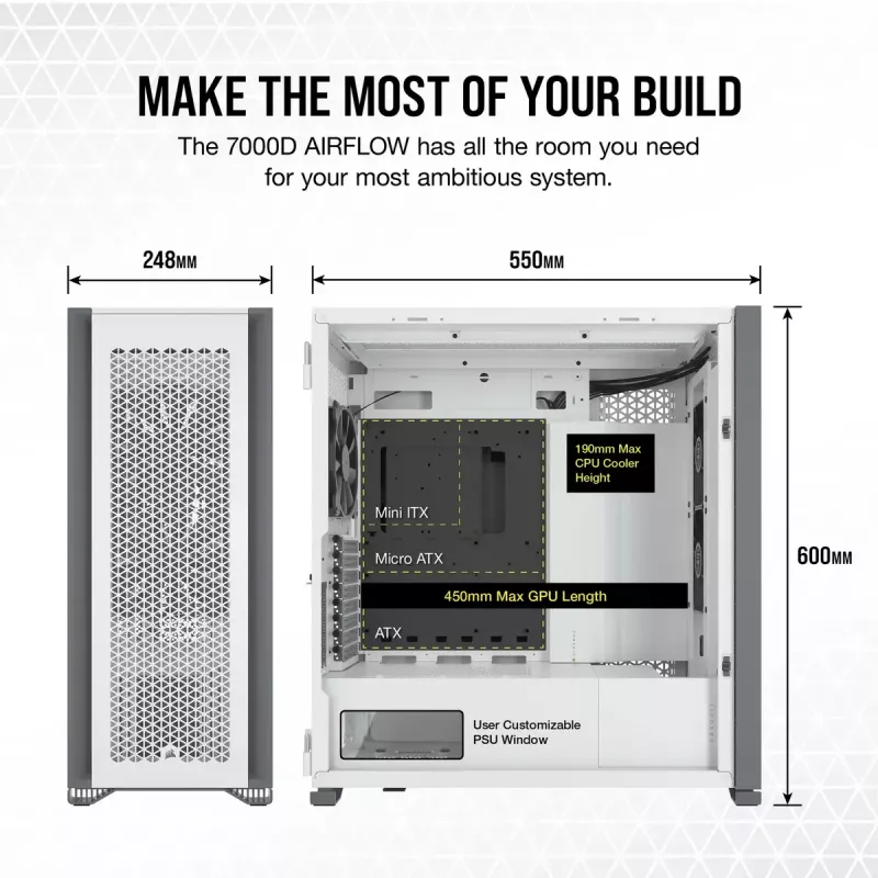 PC-kotelo Corsair 7000D AIRFLOW Full Tower valkoinen