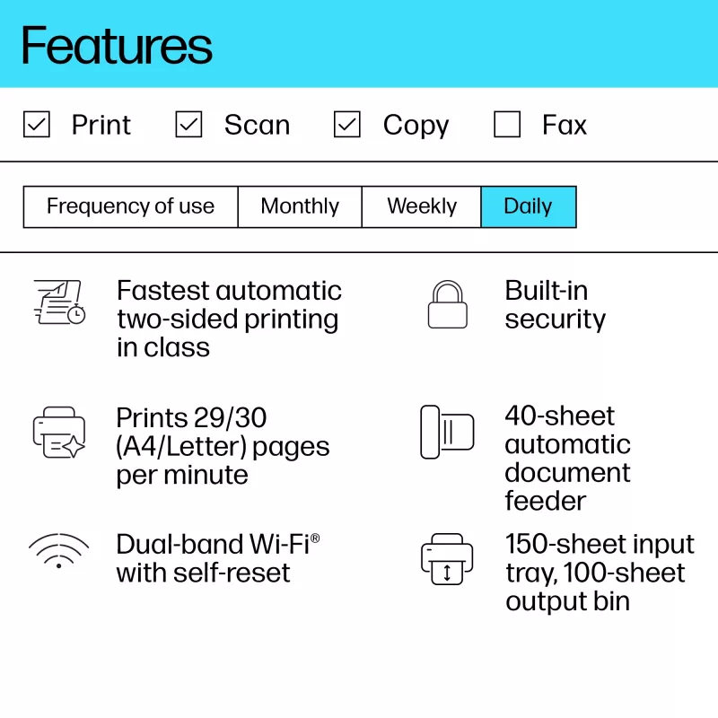 Monitoimilasertulostin HP LaserJet MFP M234sdw — mono A4, 29 ppm, duplex, Wi‑Fi, Ethernet