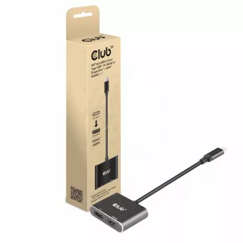 CLUB3D MST-keskitin USB3.2 Gen2 Type-C (DP Alt-Mode) – DisplayPort + HDMI 4K60Hz M/F