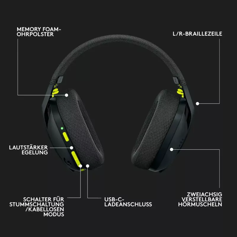 LOGITECH G435 Lightspeed langaton pelikuulokkeet - musta