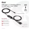 CLUB3D USB Type-C Y-latauskaapeli 2x USB Type-C, max. 100W, 1,83 m/6ft M/M