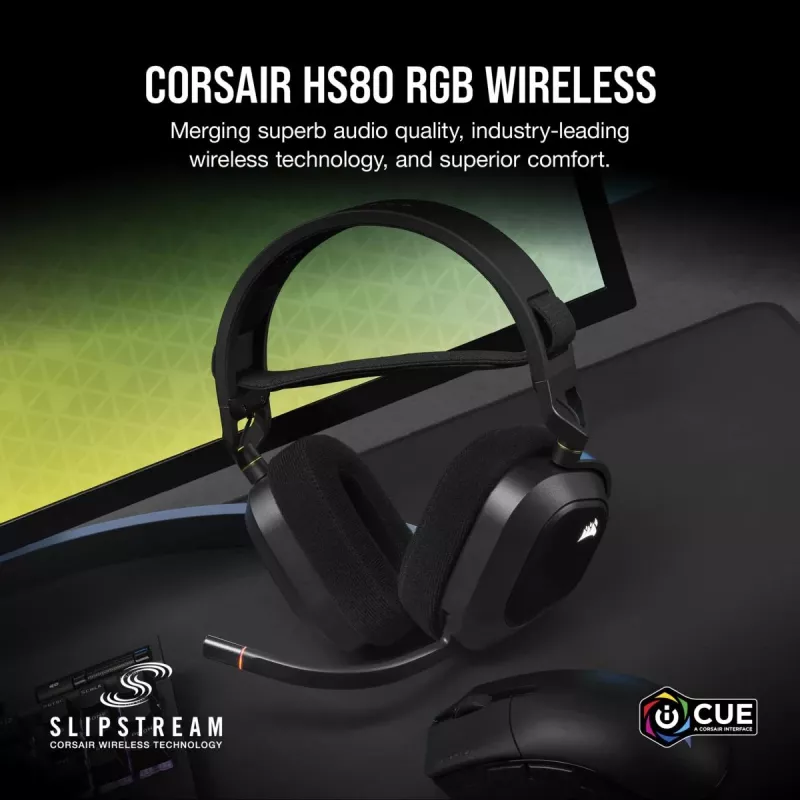 CORSAIR HS80 pelikuulokkeet - langaton - carbon