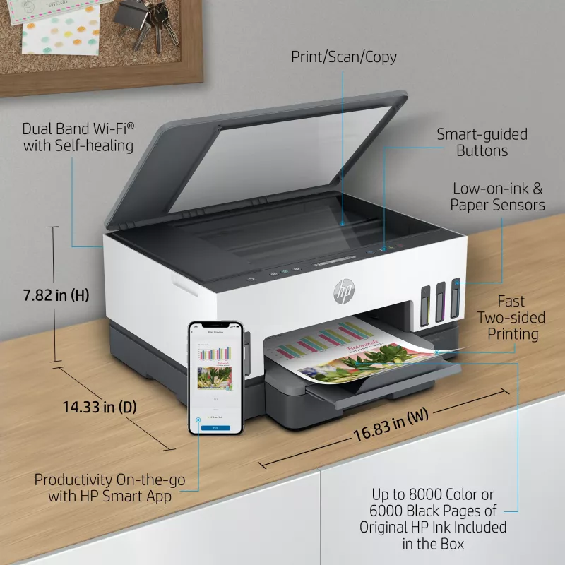 HP Smart Tank 7005 langaton monitoimitulostin väritulostin, kaksipuolinen tulostus; kopiokone, skanneri