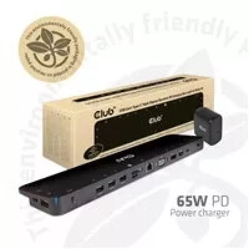 CLUB3D UNIVERSAL USB Gen1 Type-C Triple Display Dynamic PD Charging Dock 65 watin virtalähteellä (VGA, HDMI, DP, ETHERNET)