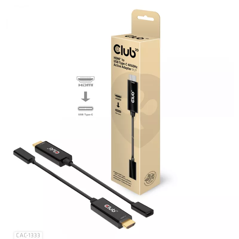 CLUB3D HDMI - USB Type-C aktiivinen sovitin 4K60Hz M/F