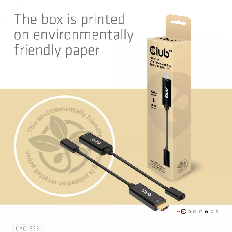 CLUB3D HDMI - USB Type-C aktiivinen sovitin 4K60Hz M/F