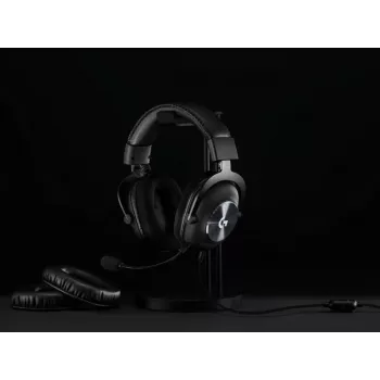 Logitech G PRO X 991-000358 langalliset pelikuulokkeet jalustalla, 50 mm kaiuttimet, 7.1-tilaääni, DTS Headphone:X 2.0, irrotettava mikrofoni, USB, musta