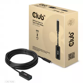 CLUB3D USB Gen2 Type-C - Type-A -kaapeli 10Gbps M/F 5m/16.4ft