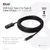 Club 3D CAC-1536 USB 3.2 Gen2 Type-C – Type-A jatkokaapeli, 10 Gbps, uros–naaras, 5 m, musta