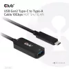 Club 3D CAC-1536 USB 3.2 Gen2 Type-C – Type-A jatkokaapeli, 10 Gbps, uros–naaras, 5 m, musta