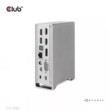 Telakointiasema CLUB3D CSV-1568 metallikotelo USB Gen2 Type-C USB Gen2 Type-A HDMI DP VGA RJ45 120W