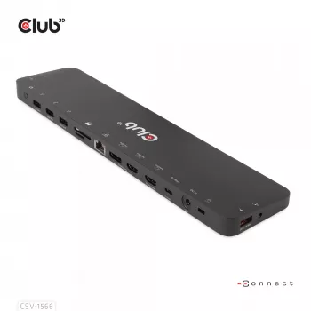 CLUB3D USB Gen1 Type-C Triple Display DP Alt Mode Displaylink Dynamic PD Charging Dock 120 watin virtalähteellä
