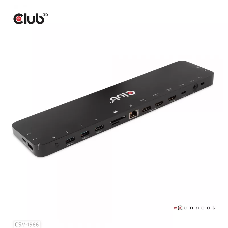 CLUB3D USB Gen1 Type-C Triple Display DP Alt Mode Displaylink Dynamic PD Charging Dock 120 watin virtalähteellä