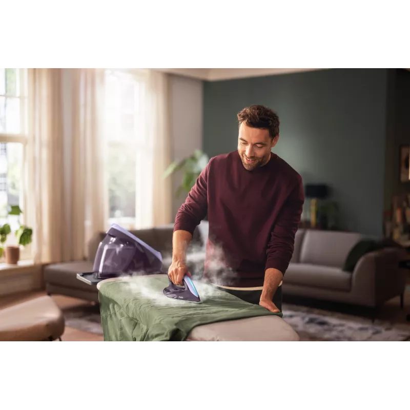 Philips PerfectCare PSG7050/30 höyrygeneraattorilla varustettu silitysrauta, 2100 W, 1,8 l vesisäiliö, 8 bar, 120 g/min jatkuva höyry, 600 g/min höyrysuihku, violetti