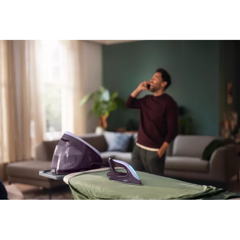 Philips PerfectCare PSG7050/30 höyrygeneraattorilla varustettu silitysrauta, 2100 W, 1,8 l vesisäiliö, 8 bar, 120 g/min jatkuva höyry, 600 g/min höyrysuihku, violetti