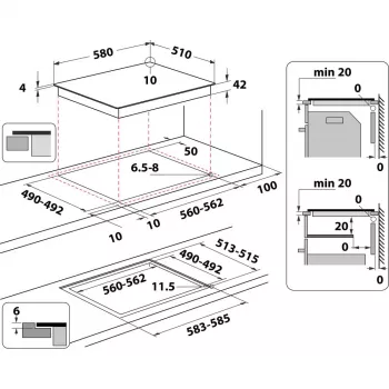 Induktioliesi WHIRLPOOL AKT 801/NE — 4 vyöhykettä 60 cm, kosketusohjaus, musta keraaminen lasi