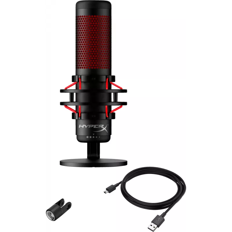 HyperX QuadCast - USB-mikrofoni (musta-punainen) - punainen valaistus