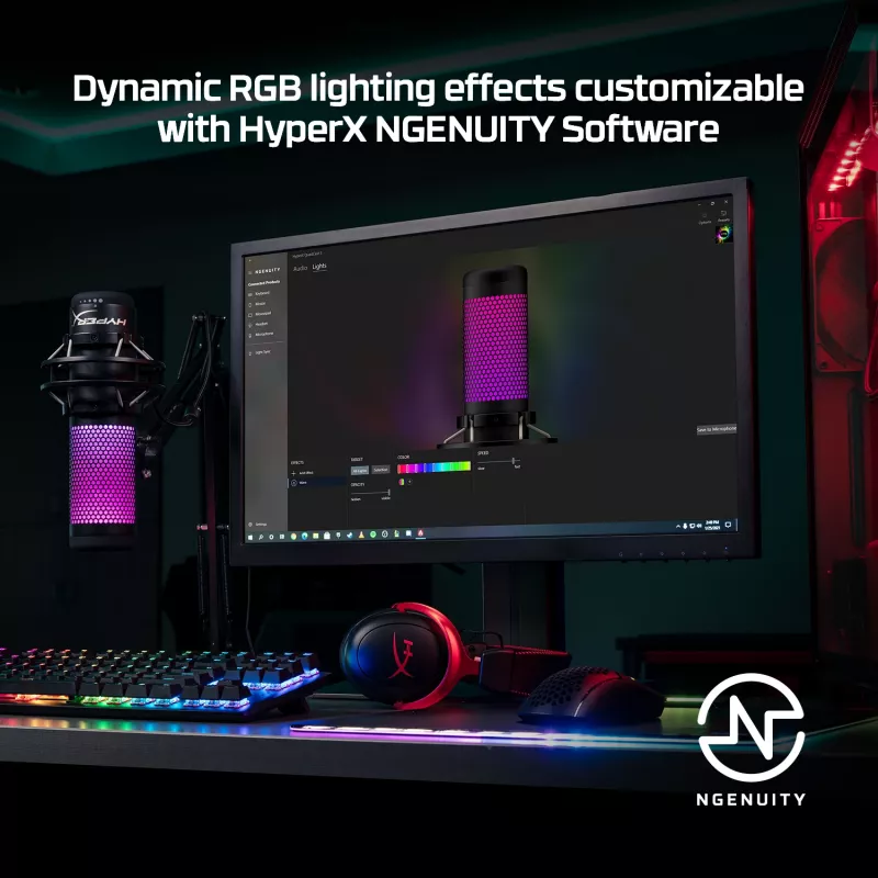 HyperX QuadCast S - USB-mikrofoni (musta-harmaa) - RGB-valaistus