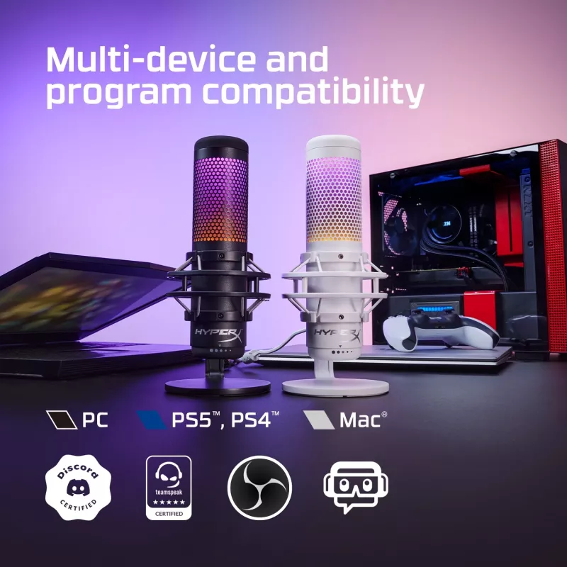 HyperX QuadCast S - USB-mikrofoni (musta-harmaa) - RGB-valaistus