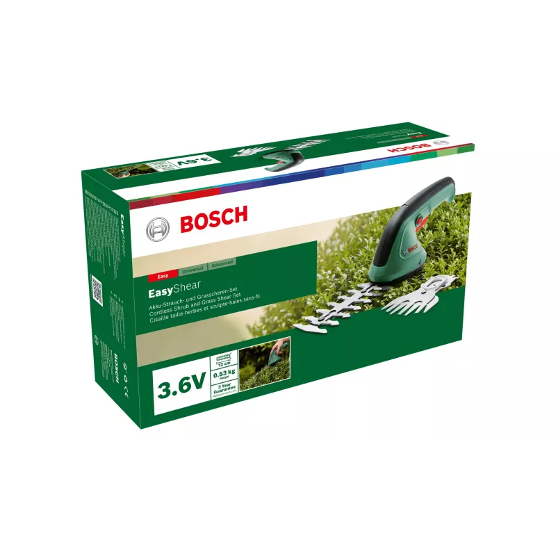 Bosch Easy Shear akkuruohonleikkuri 8 cm 3,6 V litiumioni (Li-Ion) musta, vihreä